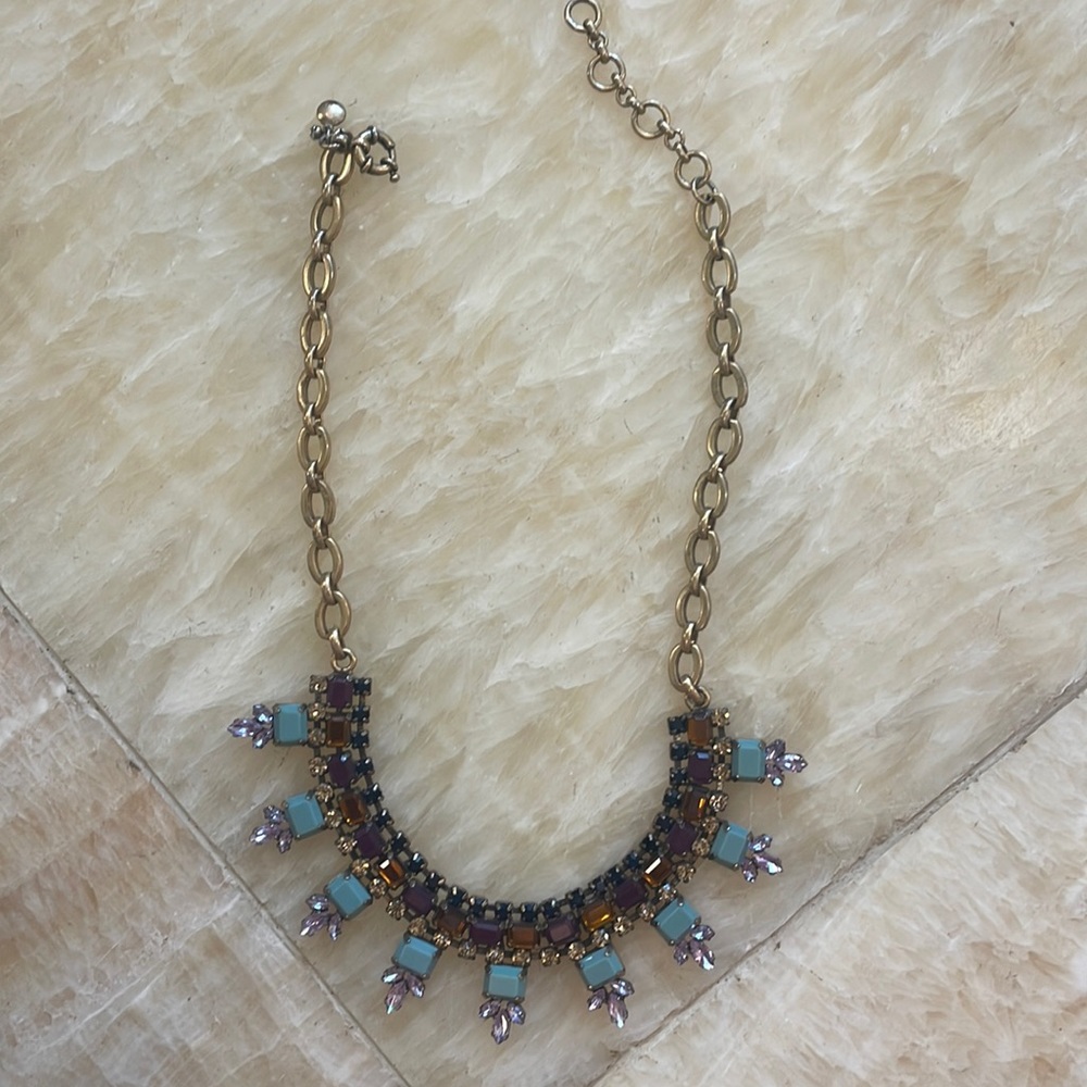 Jcrew gemstone necklace. Colors are jewel tone and perfect for fall
